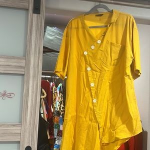 Asymmetrical gold short sleeve